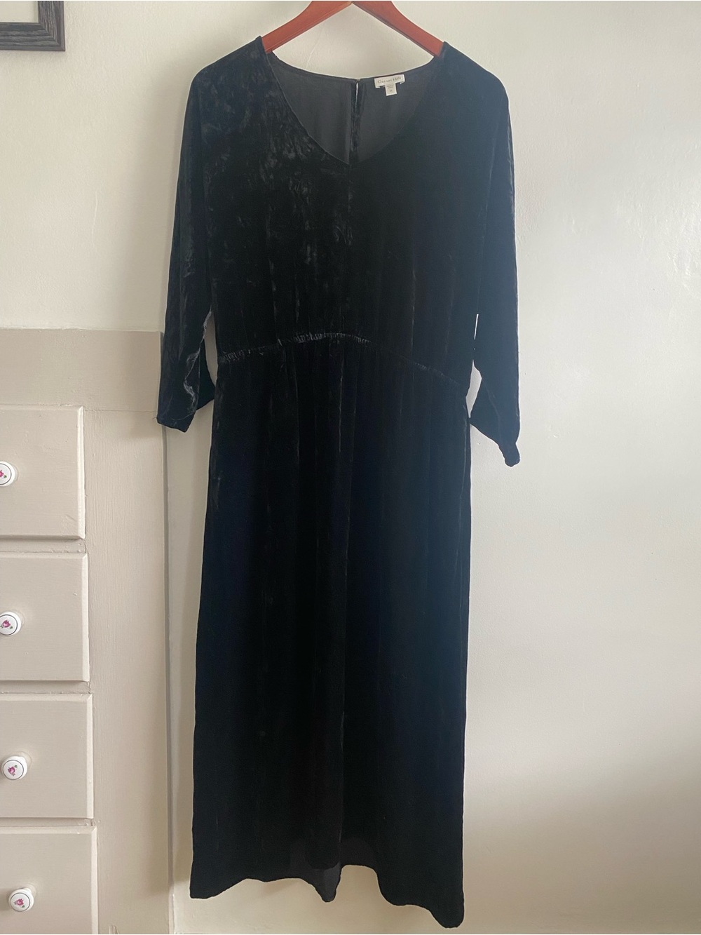 Garnet Hill Relaxed Black Velvet Dress
